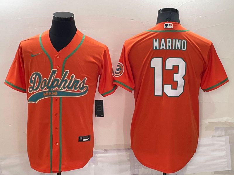 Men Miami Dolphins #13 Marino Orange Nike Co branded Jersey